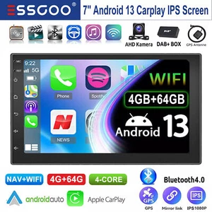 Autoradio Carplay Android 13 4+64G GPS RDS WiFi Bluetooth +DAB 7" IPS Screen KAM - Foto 1 di 14