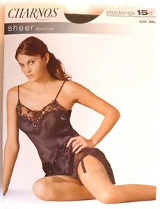 Charnos Small Size Sheer 15 Denier Black Stockings with Lycra - Picture 1 of 2