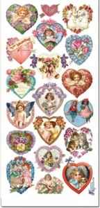 Violette Aufkleber viktorianische Herzen Valentinstag Amor Handwerk Planer Versorgung - Bild 1 von 2