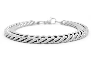 Thick heavy curb link bracelet polished stainless steel with gift bag black box - Picture 1 of 5