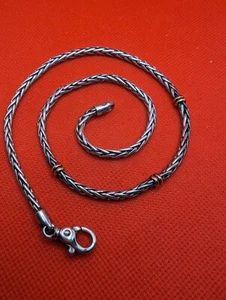 Sterlingsilber 925 & 14K Gelbgold gewebte Kette Halskette 18 Zoll - Italien - Bild 1 von 8