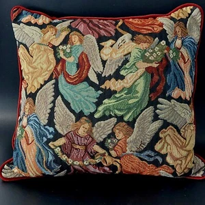 Weihnachten Wandteppich Überwurf Kissen Viktorianische Engel 15"x15" SAUBER - Bild 1 von 5