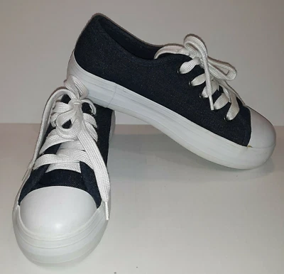 Women's Rocket Dog Platform Shoes Sz 6 Used Navy Blue Denim White Sole C317/1116 - Image 1 of 4