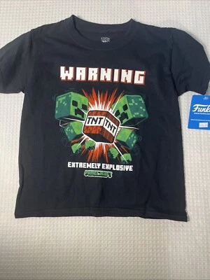 NWT Minecraft Shirt Boys Small Logo Pop Tees Black T-Short Sleeve - Image 1 of 4