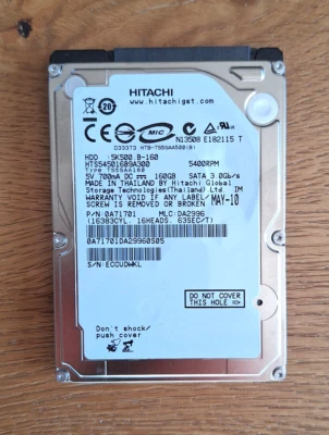 HITACHI - Disque dur 2,5" 160Go - HTS545016B9A300 - SATA - Photo 1/4
