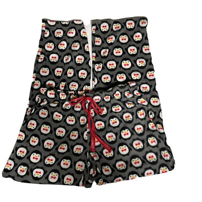 Fleece Lounge Pants Womens Large Gray Pajama Penguins With Bowties New Rene Rofe - Image 1 of 4