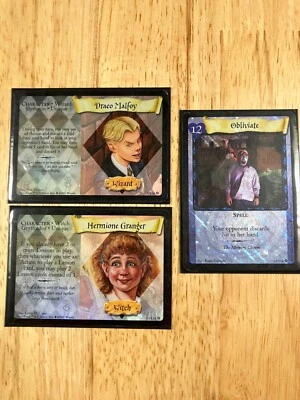 Harry Potter TCG lot w/ holo Draco Malfoy, Hermione Granger, & Obliviate - Image 1 of 3