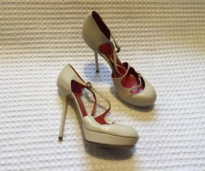 JOHN GALLIANO Platform Stiletto High Heels Mary Janes Pumps $635 Cream 39.5 - Image 1 of 4