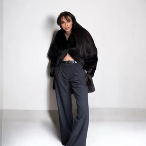 Luxury Womens Real Mink Fur jacket SIZE L coat 1109682 Long genuine NEW BELTED - Picture 1 of 9