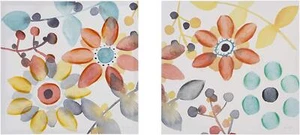 Diseño Inteligente, Juego de 2 Piezas Florales Arte de Pared, Naranja Multi, 20 x 20 - Imagen 1 de 3