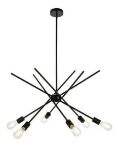 Chandelier Black Sputnik Modern Mid-Century Dining Room Kitchen Light Lighting - Picture 1 of 9
