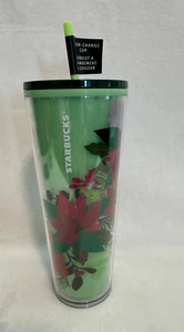Starbucks 24oz Tumbler Color Changing Mint Poinsettia 2021 Christmas NWT - Picture 1 of 3