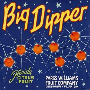 Impresión de etiqueta de caja de cítricos naranja Leesburg Florida Big Dipper - Imagen 1 de 1