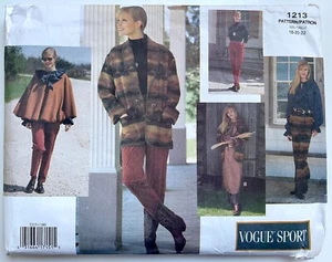 Vogue 1213. Chaqueta deportiva, top, vestido, falda y pantalón Vogue. Talla 18 - 22. Sin cortar, FF - Imagen 1 de 2