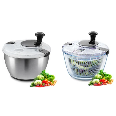 Salad Spinner 4.75Qt Stainless Steel/Glass Large Vegetable Dryer BPA-Free - Image 1 of 2