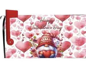 Valentines Festive Gnome And Hearts Magnetic Mailbox Cover - Picture 1 of 4