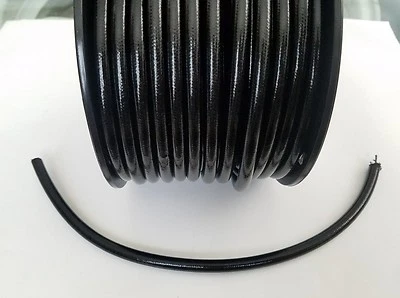 PAÑO TRENZADO NÚCLEO DE SUPRESIÓN 8mm Negro Brillante BUJÍA CABLE HÁGALO USTED MISMO por pie Foto 1 de 3