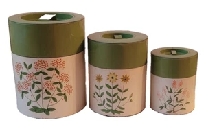 Juego de Latas Vintage x3 Floral Nidación Metal Pintado a Mano Japón Importaciones Creativas - Imagen 1 de 18