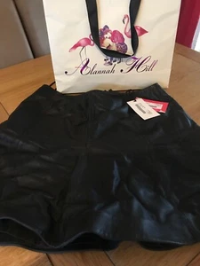 Alannah Hill I am Fashion Black Leather Flared Mini Skirt Size 14 BNWT - Picture 1 of 6