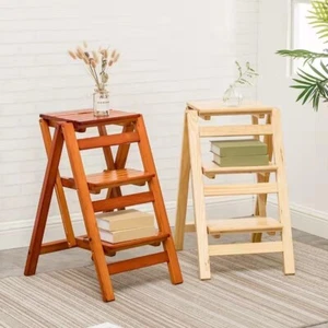 Step Stool, 3-Step folding, portable, made of the solid wood, four colors - Picture 1 of 11