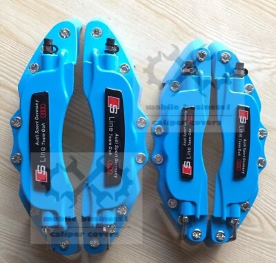 Metal Blue S line Brake Caliper Cover For Audi A1 A2 A3 A4 Q1 Q2 2019 Q3 F11"R9" - Image 1 of 4