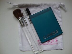 4PCS Makeup Tools Cosmetic Eye, Blush/Powder & Brow Brushes & Mirror Set
