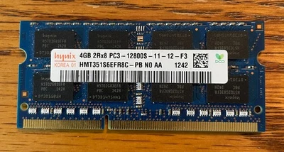 HYNIX 4GB PC3-12800S DDR3-1600MHz 2Rx8 SODIMM 11-12-F3 HMT351S6EFR8C-PB TESTED - Image 1 of 2