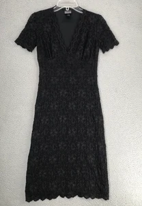Vestido Vaina Bisou Bisou Encaje Midi Talla 4 Manga Corta Elastizado Pullover Negro - Imagen 1 de 11