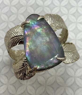 Kendra Scott Celeste Feather Cuff Bracelet Crystal Grey Illusion Gold Tone Cust - Image 1 of 4