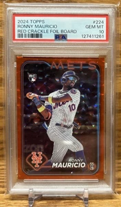 RONNY MAURICIO Red Crackle /199 Foil PSA 10 GEM MINT Rookie | 2024 Topps METS - Picture 1 of 2