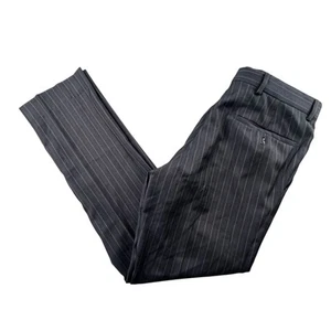 Jos A Bank Dress Pants Mens 32S W33 x L30 Gray Wool Silk Striped Slacks Trousers - Picture 1 of 14