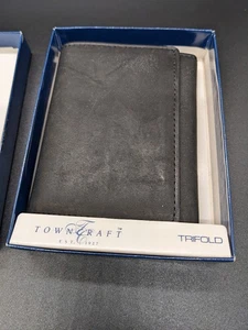 Towncraft New Old Stock Leather Wallet Black Trifold - Picture 1 of 3