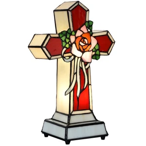 L10935 Rosenkreuz Tiffany Stil Buntglas Akzent Tischlampe Nachtlicht f... - Bild 1 von 9