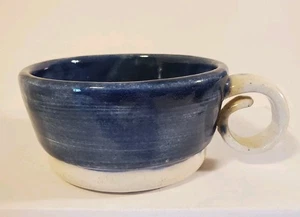 Handgefertigte Kunstkeramik rustikale Tasse blaue Glasur Schmuck Kerzen Schmuck signiert Jg - Bild 1 von 10