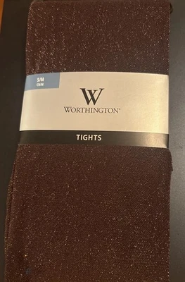 Worthington Chocolate Tights Panty Hose S/M Gold Shimmer Brown Boots - Image 1 of 4