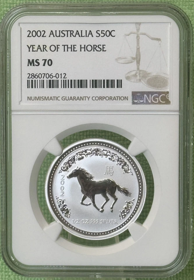 2002 ** 50c ** Australia Lunar ** Year of The Horse ** 1/2 Oz. ** NGC MS 70 - Image 1 of 2