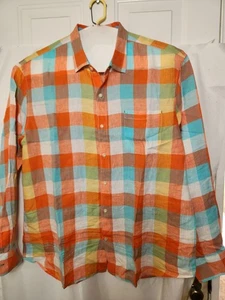 Tommy Bahama Button Hemd Herren Leinen Langarm kariert mehrfarbig Größe 2XL (A15) - Bild 1 von 8