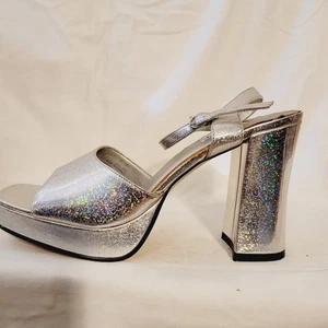 Vintage Women's Shoes Heels Silver Irridescent by Mixit Size 9.5, NOS in Box - Picture 1 of 7