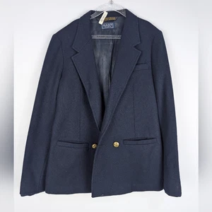 Vintage GANT For Girls Ivy League Navy Blue Felt Blazer Jacket Size 12 Preppy - Picture 1 of 8