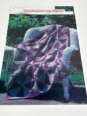Patchwork Pleasures Counterpane Log Afghan Knitting Pattern Worsted - Image 1 of 3