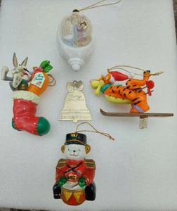 CHRISTMAS ORNAMENTS TIGGER, BUGS BUNNY, 1ST CHRISTMAS, BRASS BELL,TEDDY Lot Of 5 - Picture 1 of 12