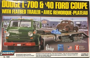 Lindberg Dodge L700 & ‘40 Ford Coupe with Flatbed Trailer 1/25 sealed - Picture 1 of 5