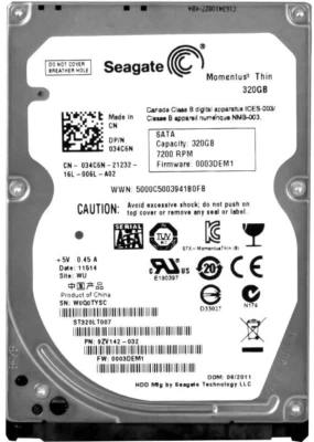 Dell Hard Drive 034C6N ST320LT007 320GB 7200 RPM 16MB SATA II 2.5" - Image 1 of 3