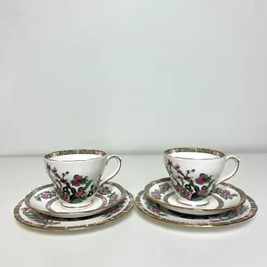 Bone Chine Duchess Indian Tree TRIO - 2 Tea Cups & Saucers & Side Plates - Picture 1 of 10