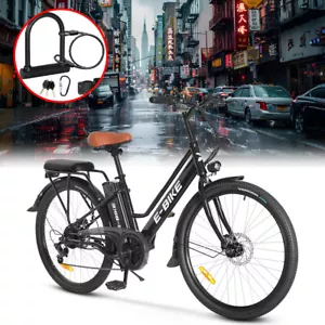 500W 26'' Electric Bicycle 7 Speed Fat Tire Snow Beach E-bike Black 36V+Lock - Picture 1 of 13