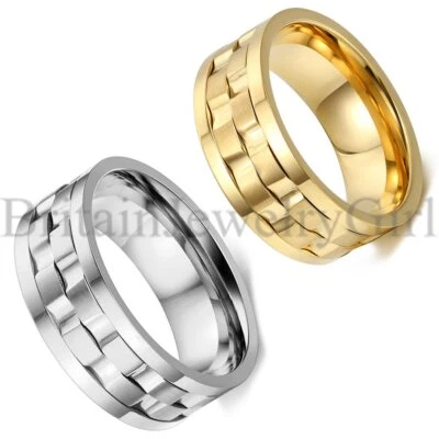 Anillo giratorio de acero inoxidable enchapado en oro plateado banda giratoria de ansiedad * 9 mm Foto 1 de 4