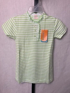 IZOD CoolFX Youth Girls Size Medium Green Stripe Shirt NEW - Picture 1 of 4
