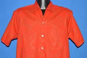 vintage 60s SEARS RED GOLD DAMASK ALOHA HAWAIIAN LOOP COLLAR SHIRT MEDIUM M - Picture 1 of 6