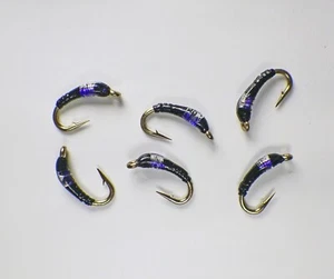 Ninfas negras UV Bling Midge mejoradas - Lote de moscas de pesca con mosca trucha premium - Imagen 1 de 22