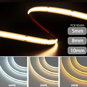 CCT Tunable COB LED Strip Light 608leds/m 2700k to 6500k Dimmable - 5mm 8mm 10mm - Picture 1 of 23